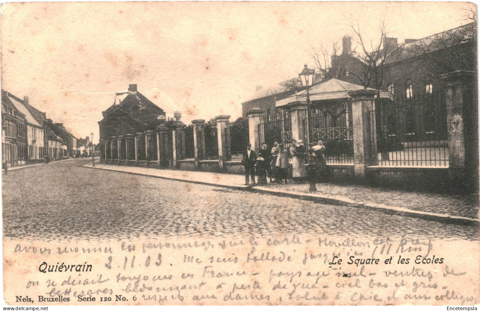 CPA Carte Postale Belgique Quiévrain Le Square Et Les écoles 1900   VM77298ok - Quiévrain