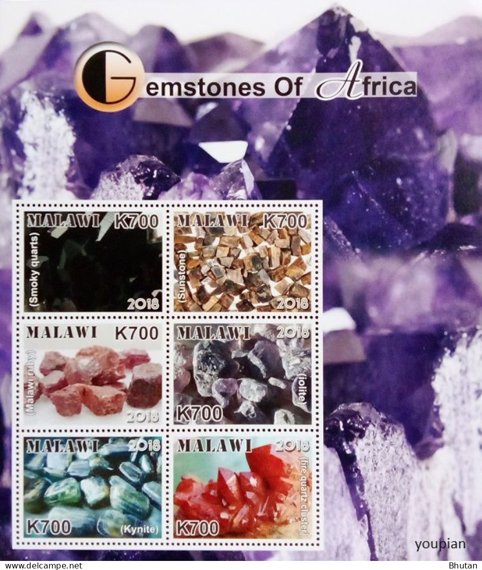 Malawi 2019, Gemstones Of Malawi, MNH Sheetlet - Malawi (1964-...)