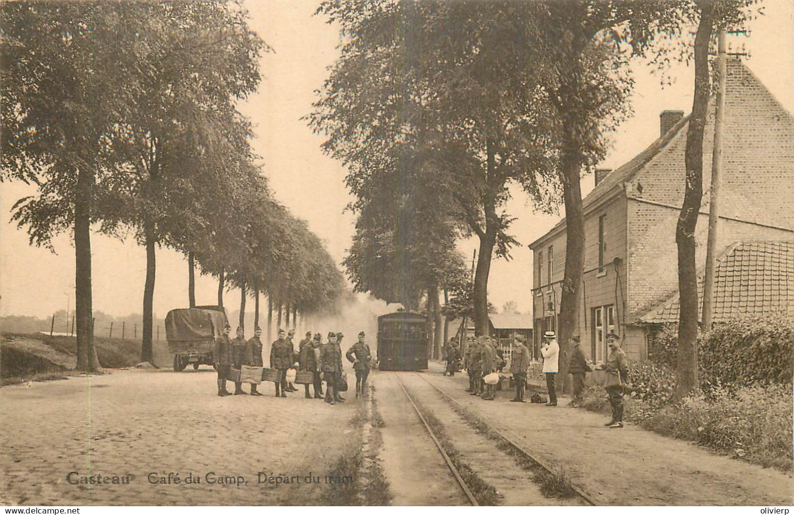 Belgique > Hainaut > Soignies -Casteau - Départ Du TRAM Au Café Du Camp - Soignies