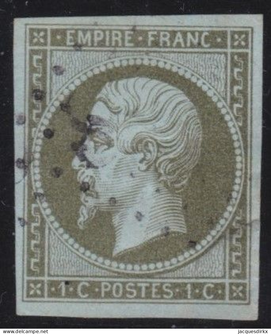 France  .  Y&T   .     11  (2 Scans)  .  Point Clair   .   O      .    Oblitéré - 1853-1860 Napoléon III