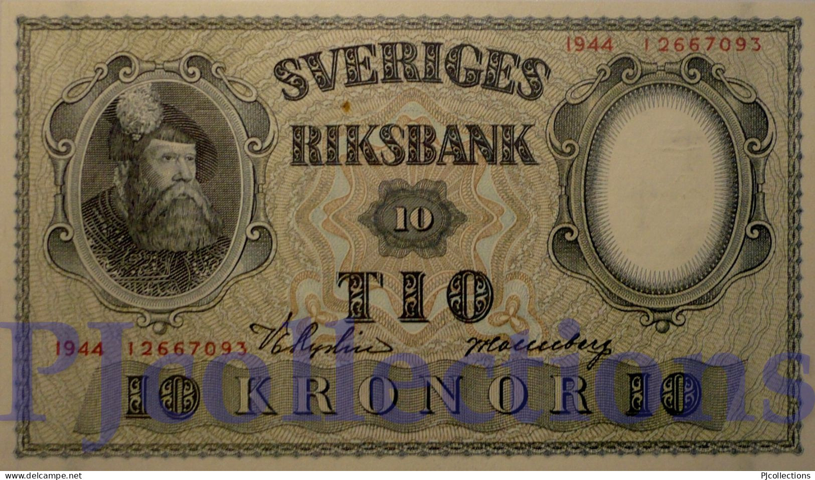 SWEDEN 10 KRONOR 1944 PICK 40e AUNC - Sweden