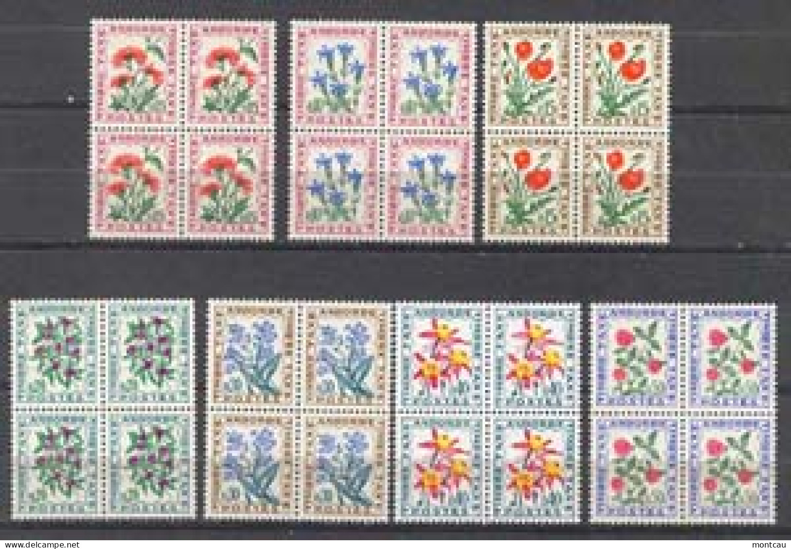 Andorra -Franc 1964 - Flores Ed T46-52 Bloque - Unused Stamps