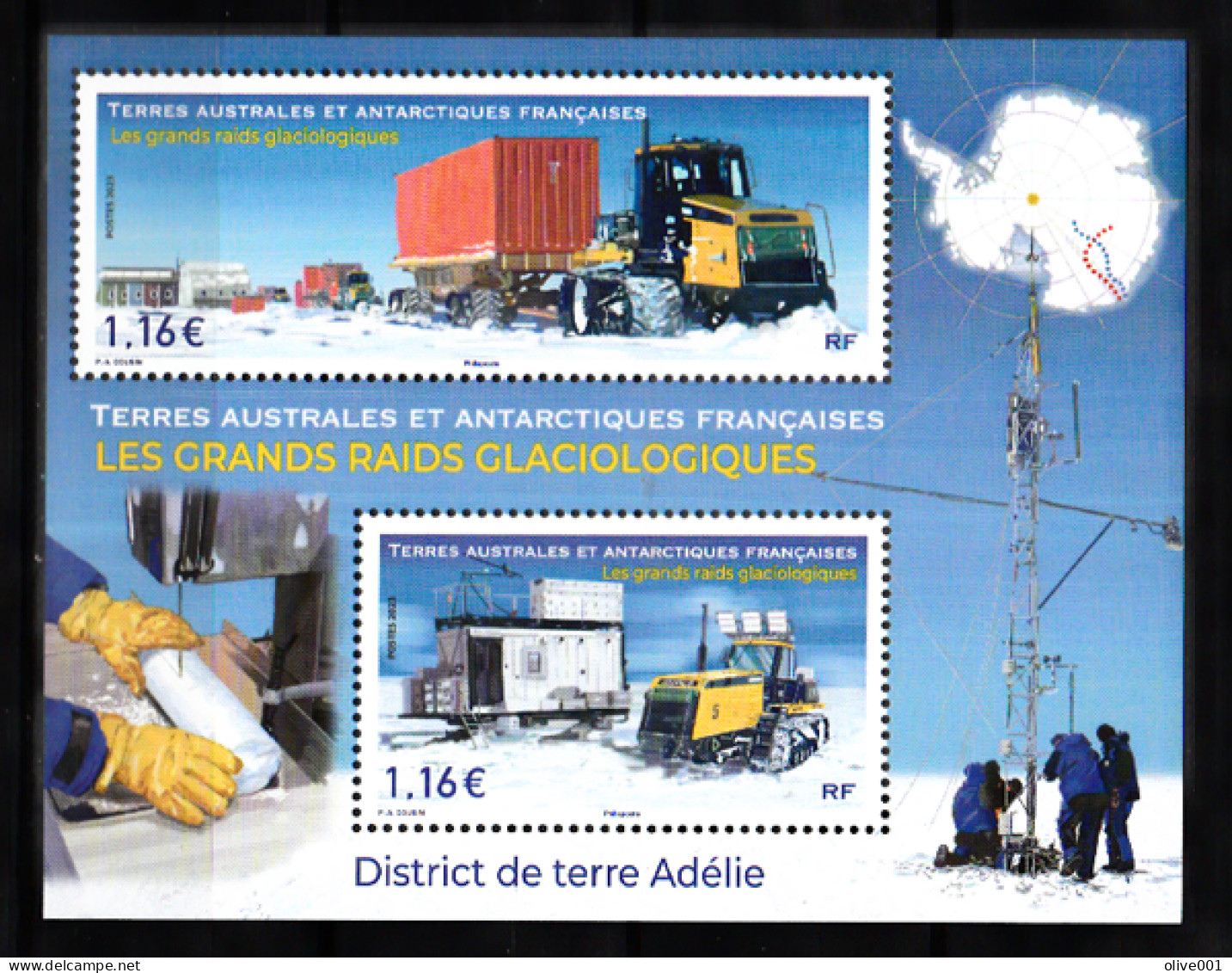 TAAF - 2023 - Les Grands Raids Glaciologiques - Bloc 2 Timbres - MNH ** Neuf - New - - Blocks & Kleinbögen