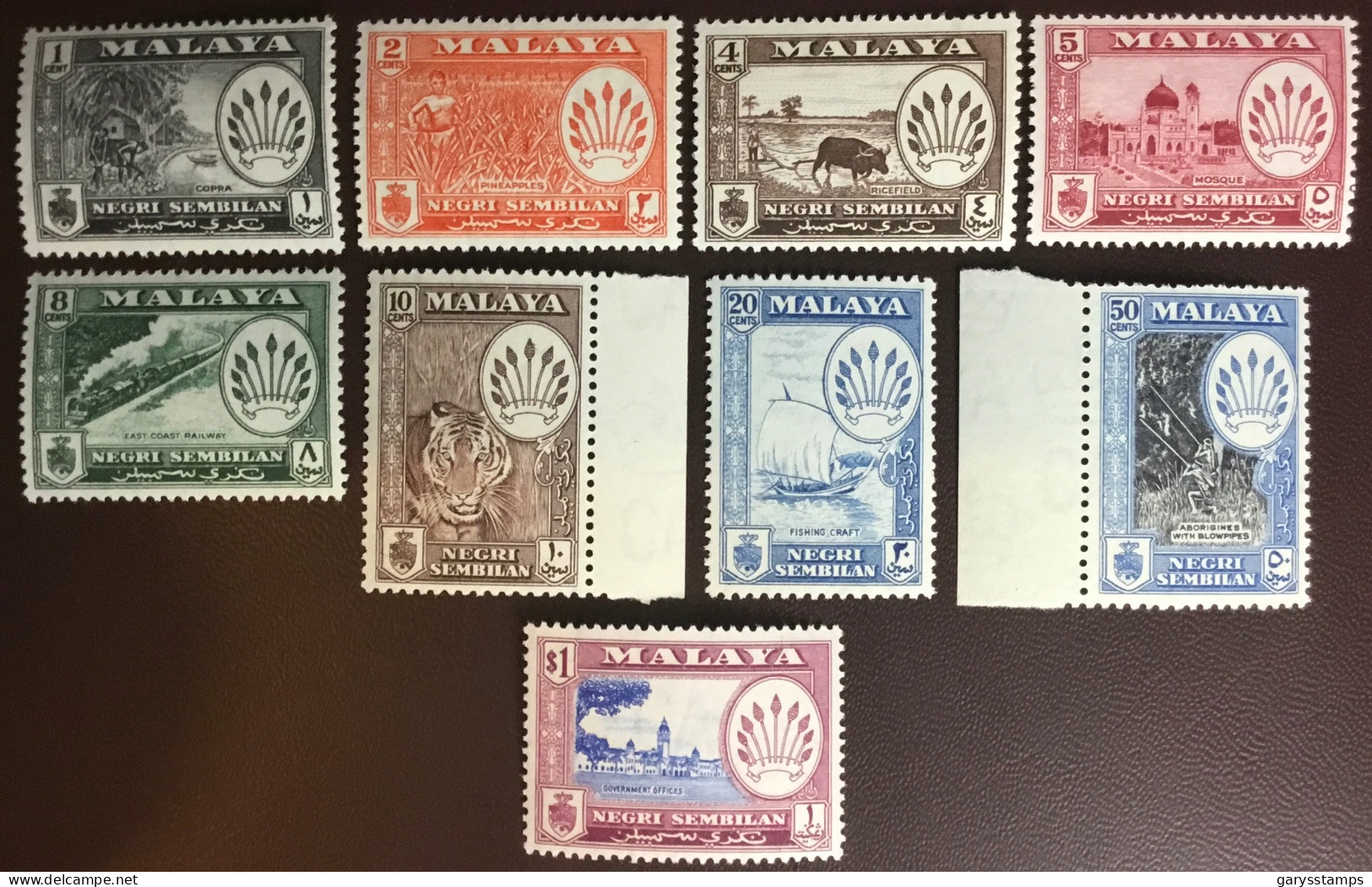 Malaya Negri Sembilan 1957 Definitives Set To $1 Fruit Animals MNH - Negri Sembilan