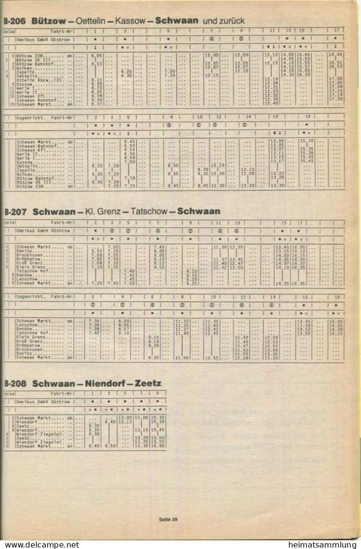 Deutschland - Fahrplan Westmecklenburgische Verkehrsaktiengesellschaft - 1991-1992 - Mit Auszügen Des Landes Brandenburg - Europe