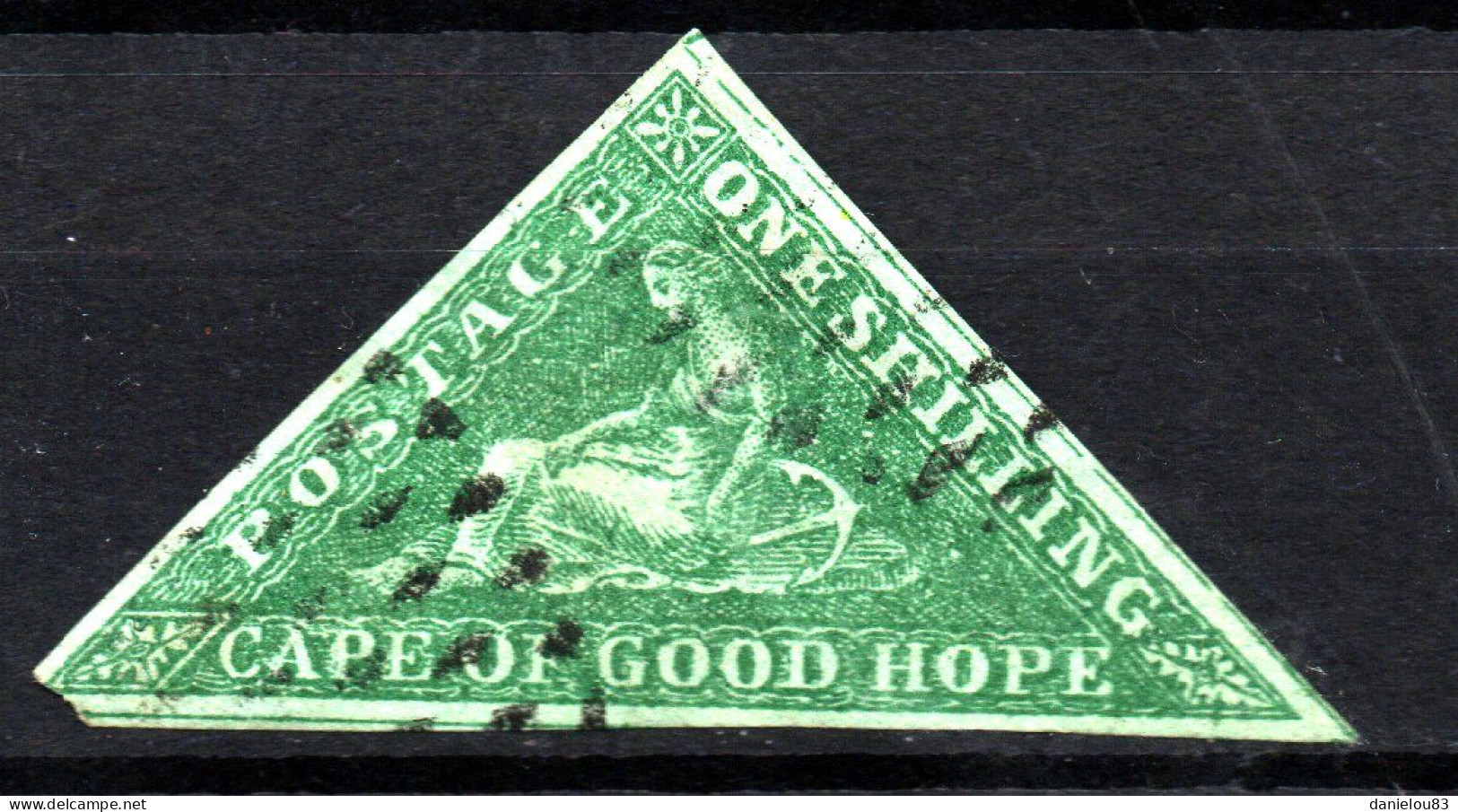 Timbre Cap De Bonne Espérance Papier Vert - YT N° 6 - Oblitéré - Année 1855 - Cape Of Good Hope (1853-1904)