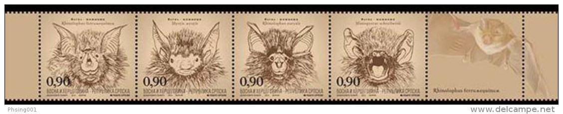 Bosnia Serbia 2013 Fauna Bats, Set In Strip MNH - Fledermäuse