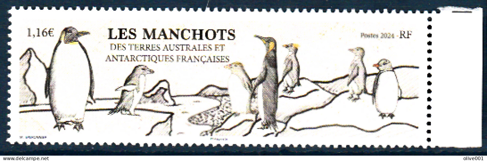 TAAF - 2023 -  Les Manchots Dans Les TAAF - Oiseaux - Animaux -  Timbre MNH ** Neuf - New - - Nuovi