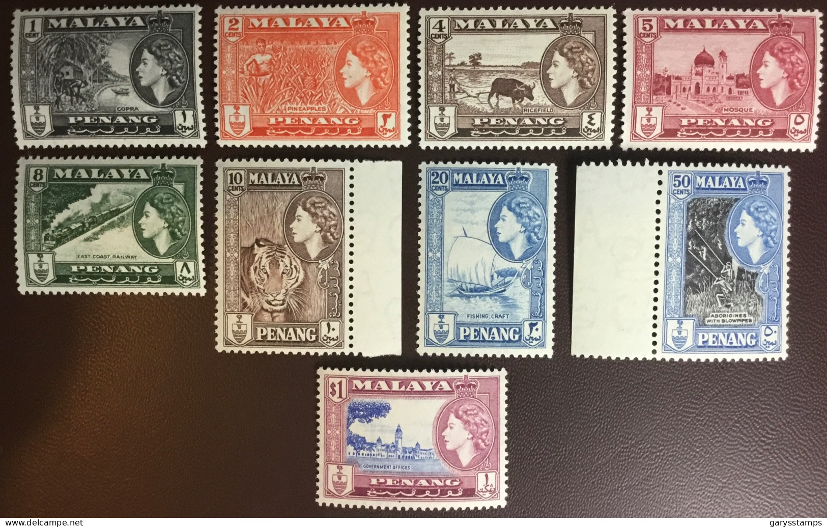 Malaya Penang 1957 Definitives Set To $1 Fruit Animals MNH - Penang