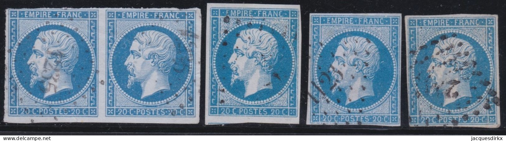 France  .  Y&T   .     14  5x      .   O      .    Oblitéré - 1853-1860 Napoléon III