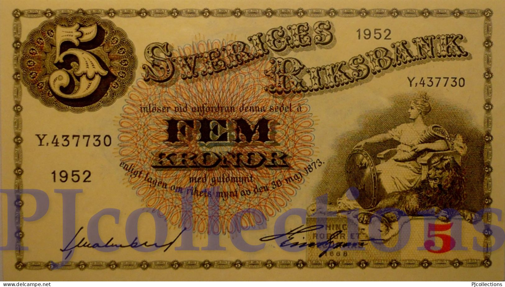 SWEDEN 5 KRONOR 1952 PICK 33ai UNC - Sweden