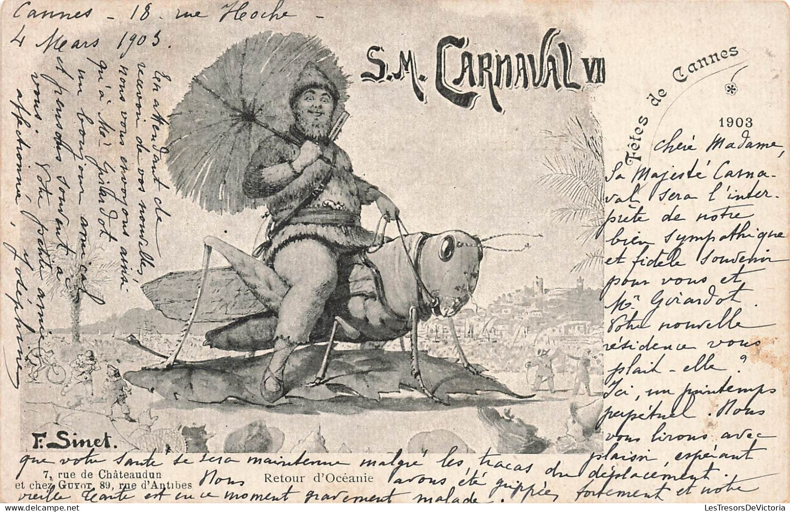 Nouvelle Calédonie - Retour D'océanie - SM Carnaval - Fêtes De Cannes - Carte Postale Ancienne - Nouvelle-Calédonie