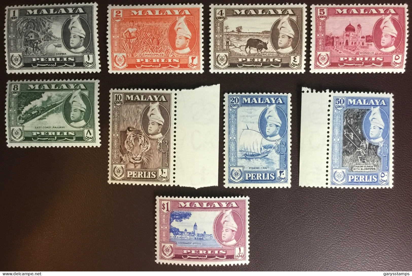 Malaya Perlis 1957 Definitives Set To $1 Fruit Animals MNH - Perlis