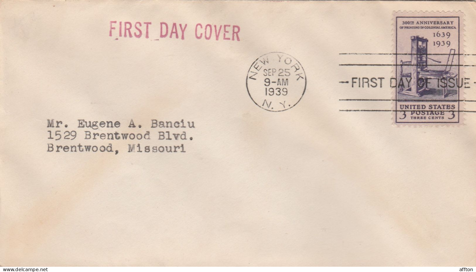 United States 1939 FDC Mailed - 1851-1940