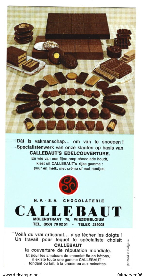 ***  VLOEIPAPIER  :  Chocolaterie CALLEBAUT  ***  -  Wieze  -  Zie / Voir / See Scan's - Cacao
