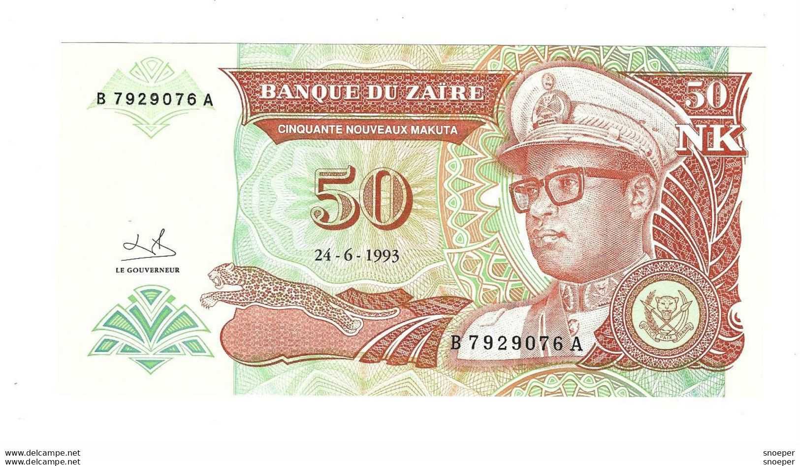 *zaire  50 Makuta  1993   51  Unc - Zaïre