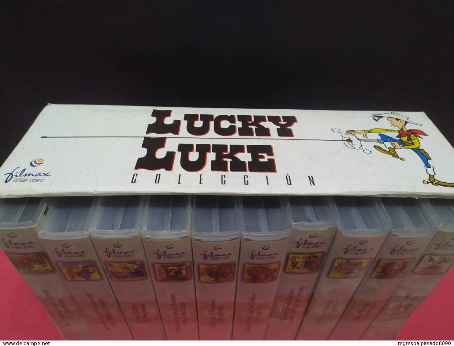 Colección Completa Con Caja Expositora Antiguas Películas Cintas De Vídeo Cassette VHS Lucky Luke - Collections & Sets