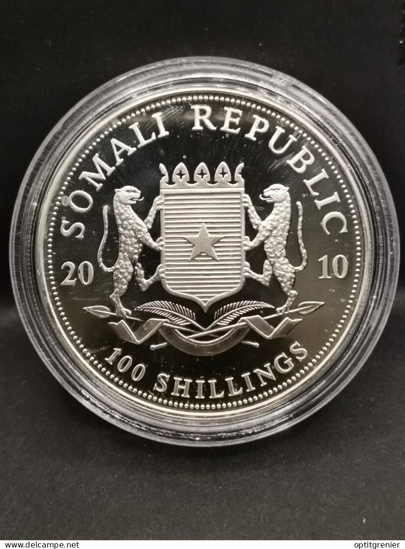 100 SHILLINGS ARGENT 2010 ELEPHANT SOMALIE 5000 EX. / 1 OZ SILVER 999 - Somalië