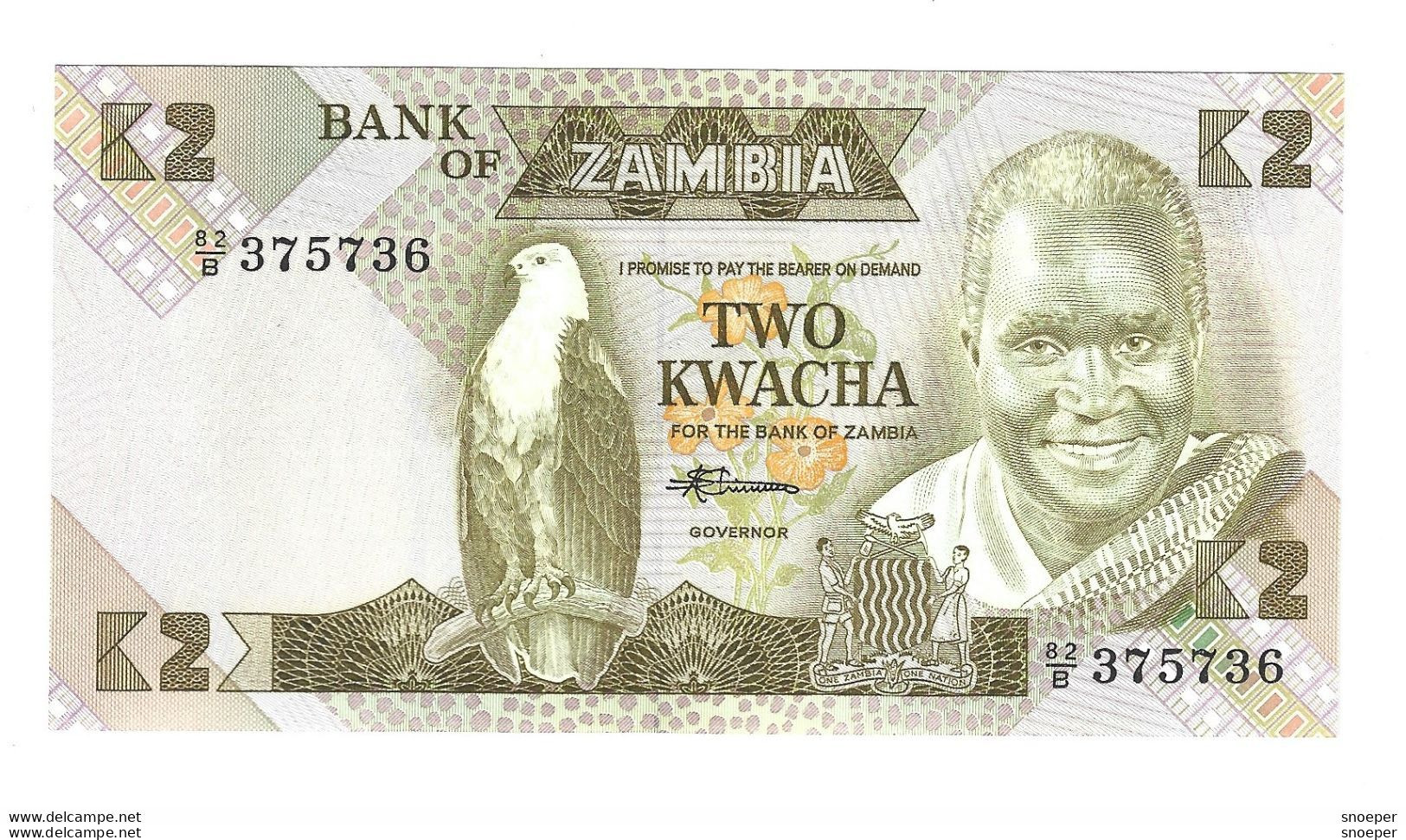 *zambia 2 Kwacha 1980-88    24c   Unc - Zambie