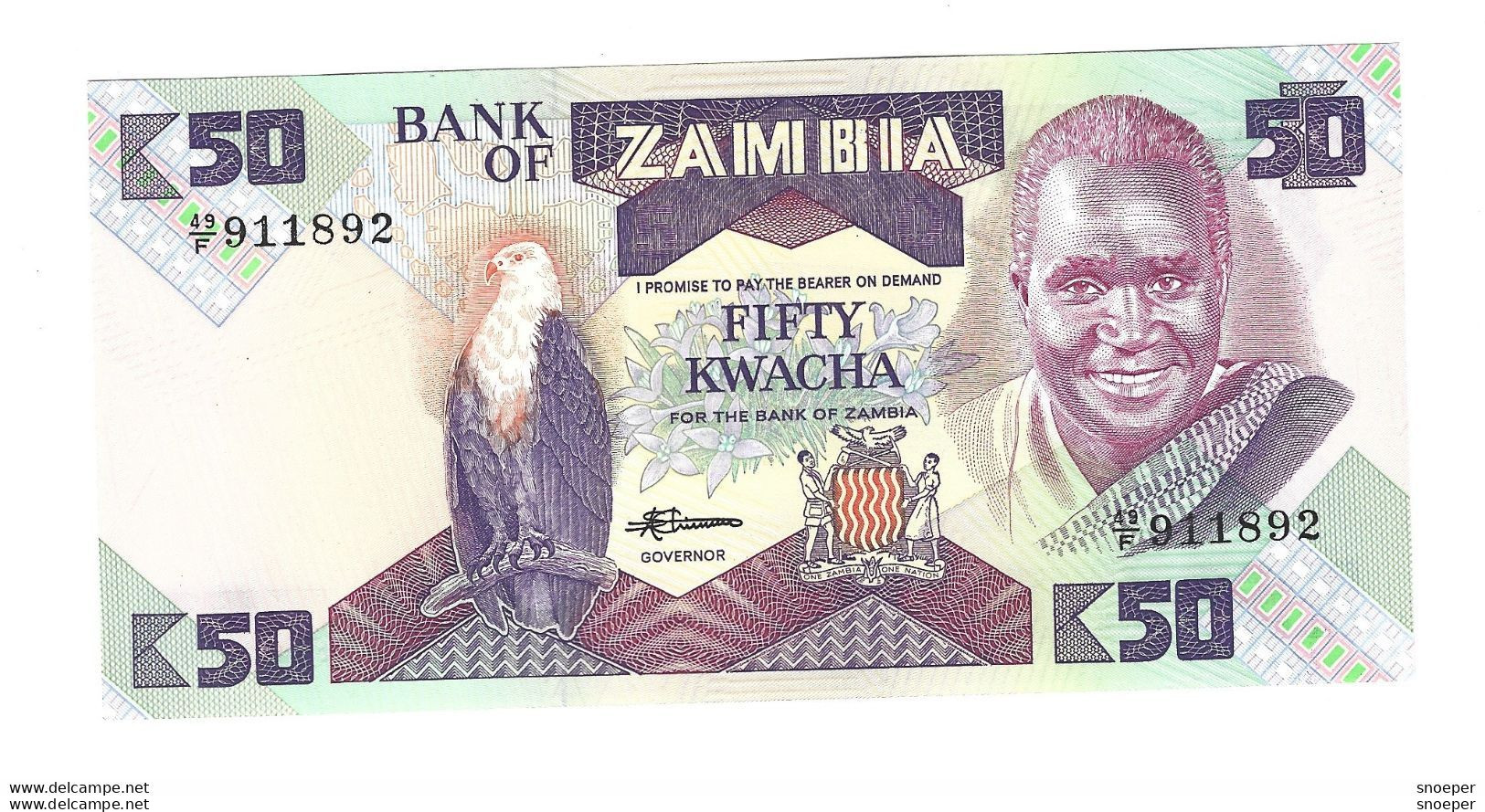 Zambia 50 Kwacha 1986-88    28  Unc - Zambia