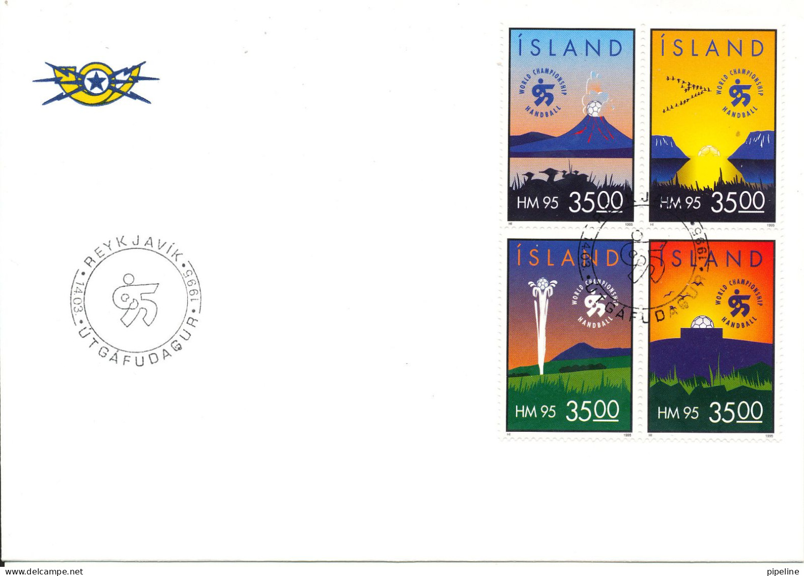 Iceland FDC 14-3-1995 Handball World Championship Complete Set Of 4 With Cachet - Covers & Documents