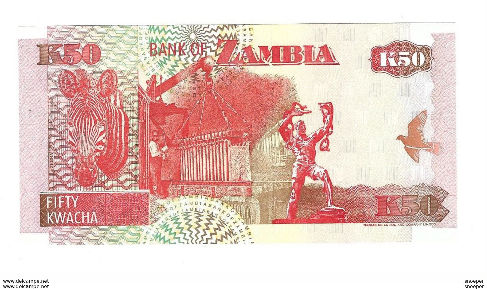 Zambia 50 Kwacha 1992  37b Sig 11   Unc - Zambia