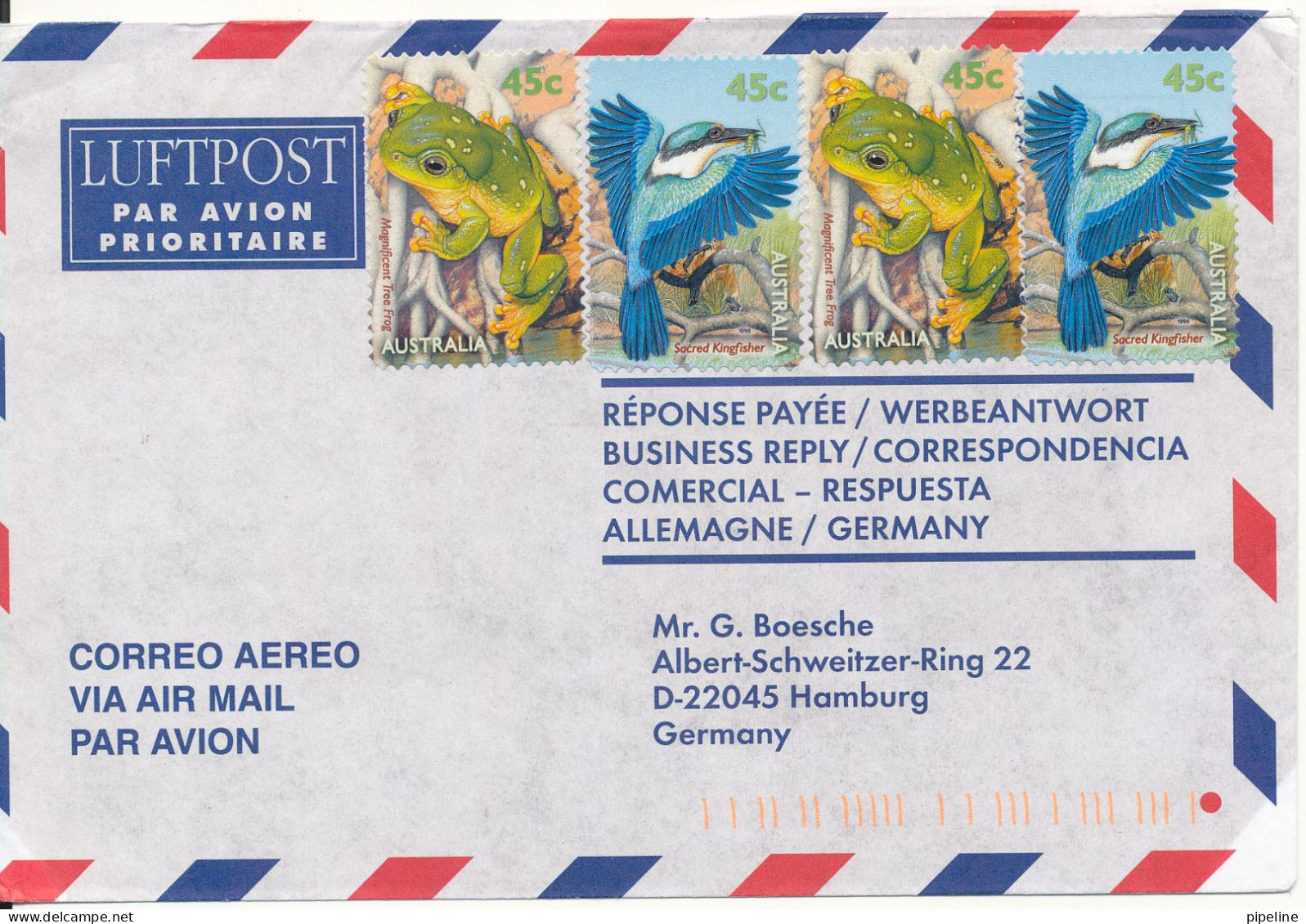 Australia Air Mail Cover Sent To Germany Topic Stamps FROG And BIRD - Covers & Documents