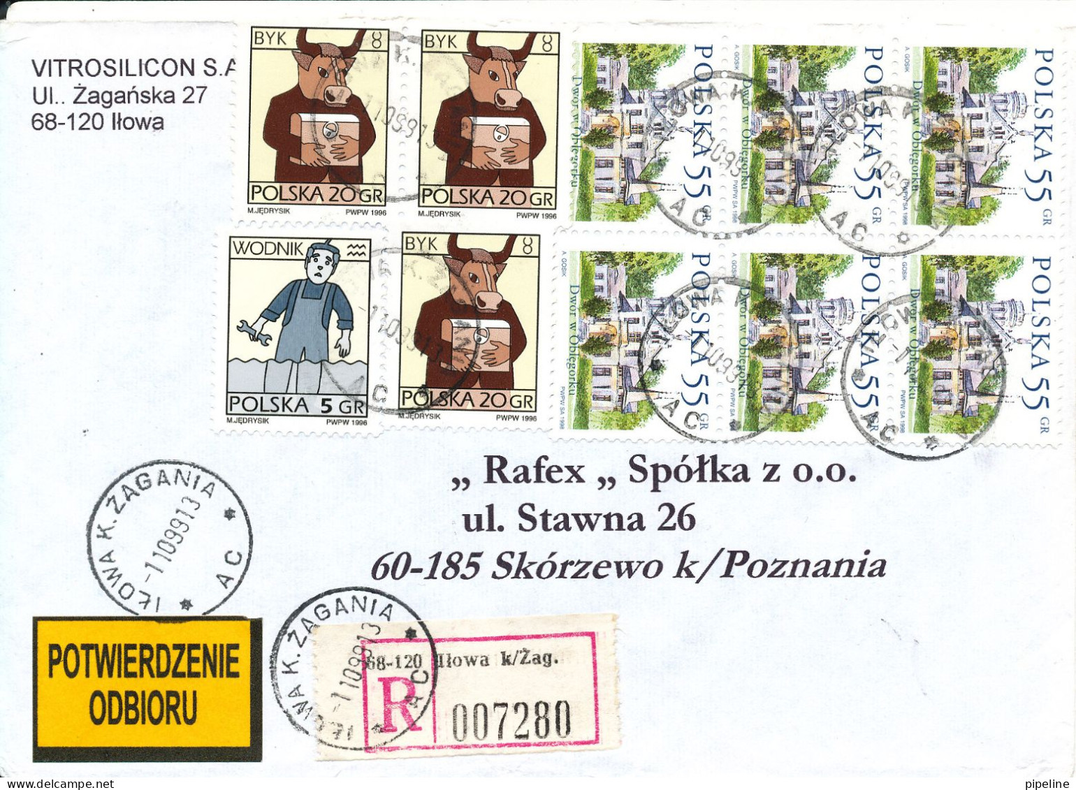 Poland Registered Cover 1-10-1999 With A Lot Of Stamps - Briefe U. Dokumente