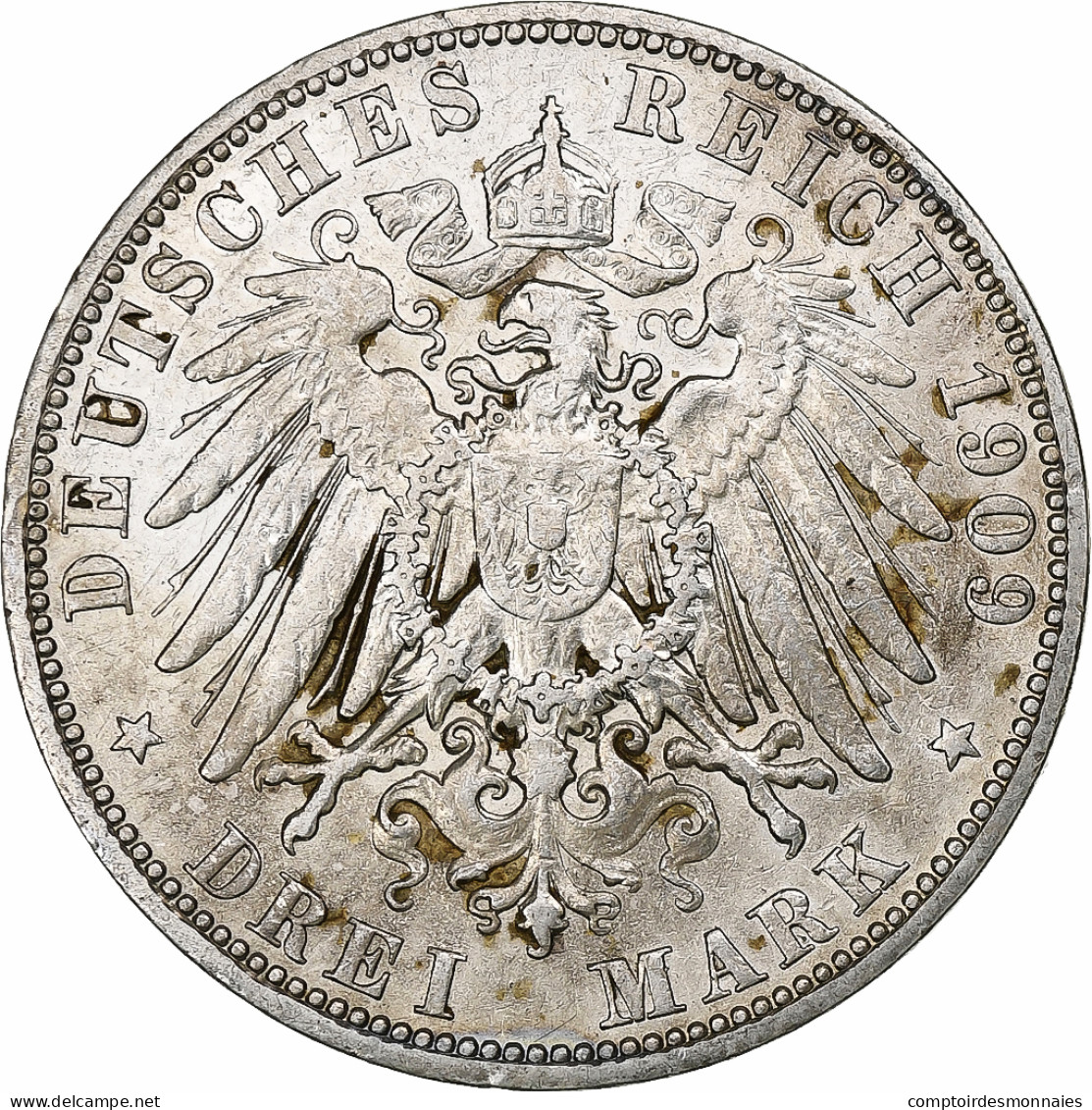 Etats Allemands, HAMBURG, 3 Mark, 1909, Hamburg, Argent, TTB+, KM:620 - Autres & Non Classés