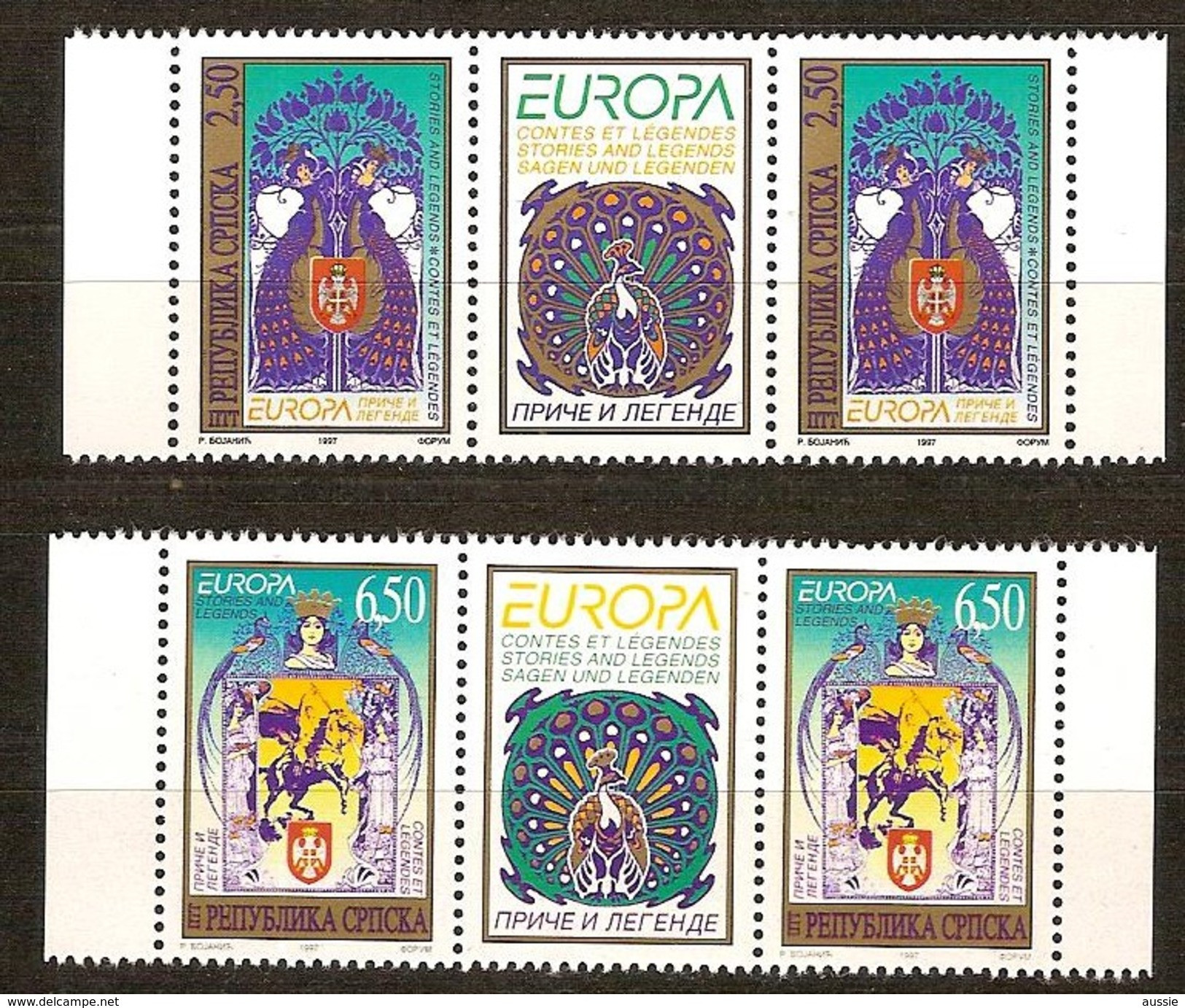 Bosnia Bosnie-Herzégovine Serbia Serbe Pale CEPT 1997 Yvertn°  69-70 *** MNH 2 Séries Et Vignette Cote ++ 30 Euro - 1997