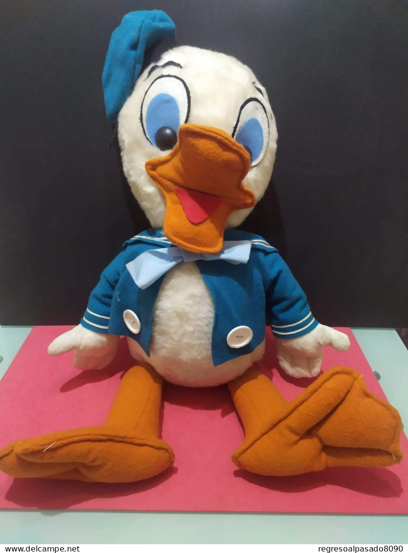 Antiguo Peluche Del Pato Donald Duck Paperino Disney Años 60 Gran Tamaño - Peluche