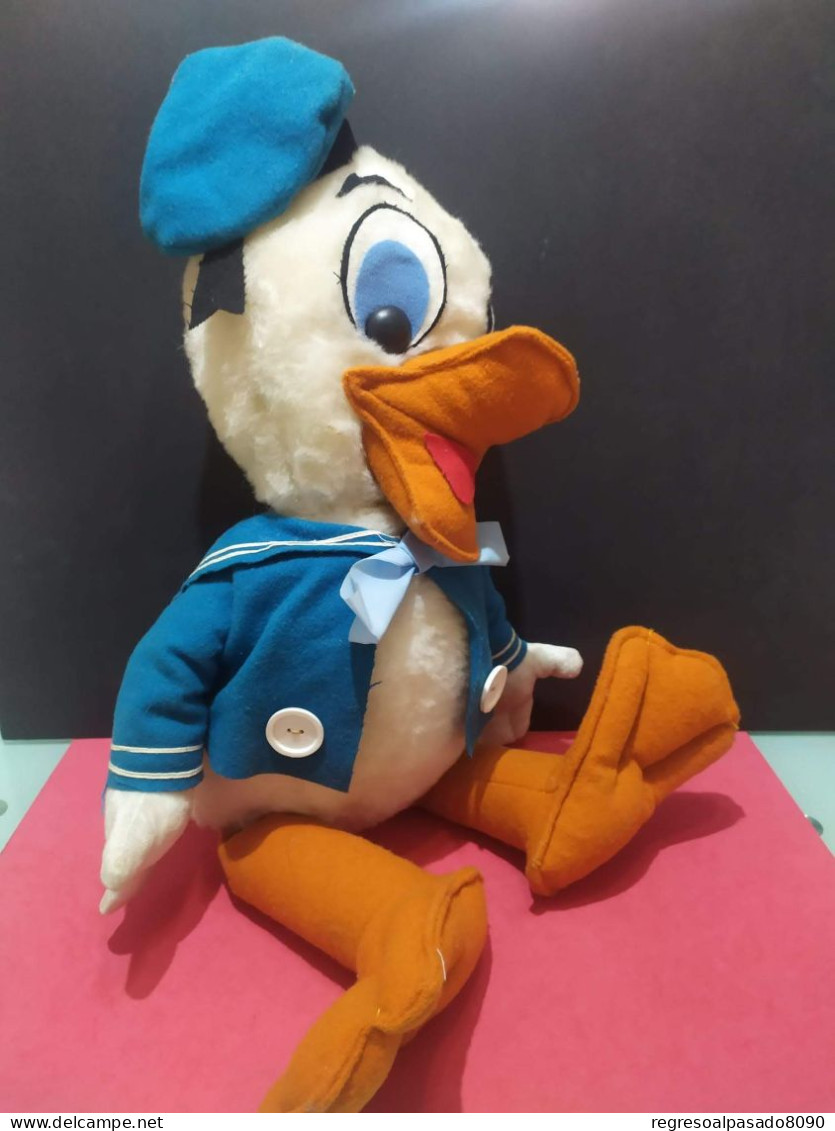 Antiguo Peluche Del Pato Donald Duck Paperino Disney Años 60 Gran Tamaño - Knuffels