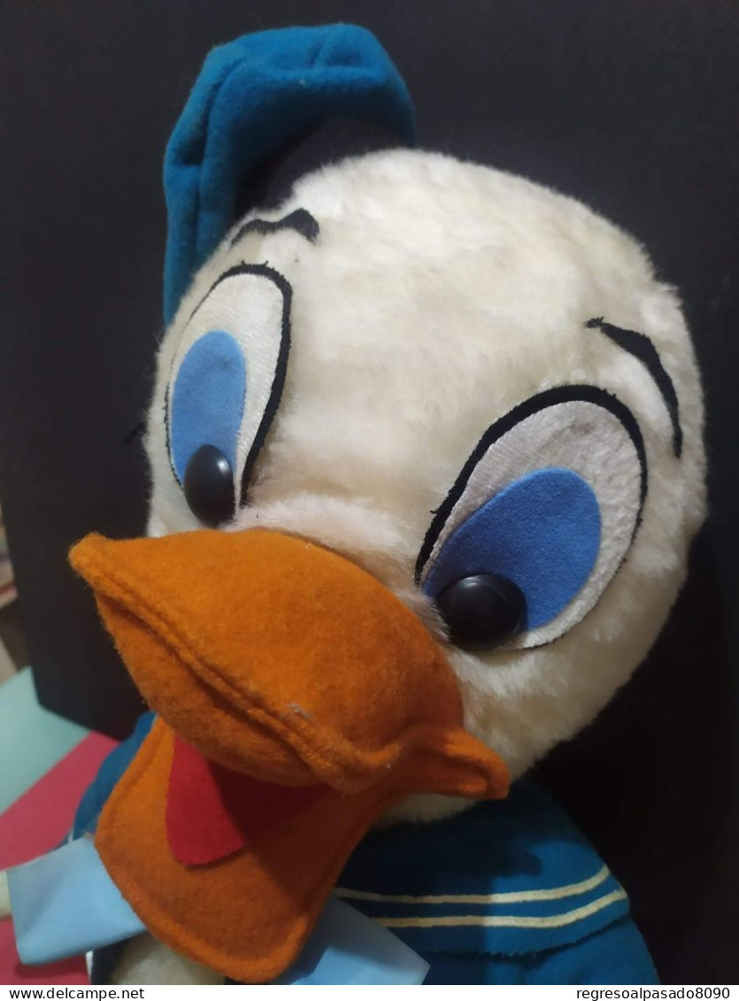 Antiguo Peluche Del Pato Donald Duck Paperino Disney Años 60 Gran Tamaño - Knuffels