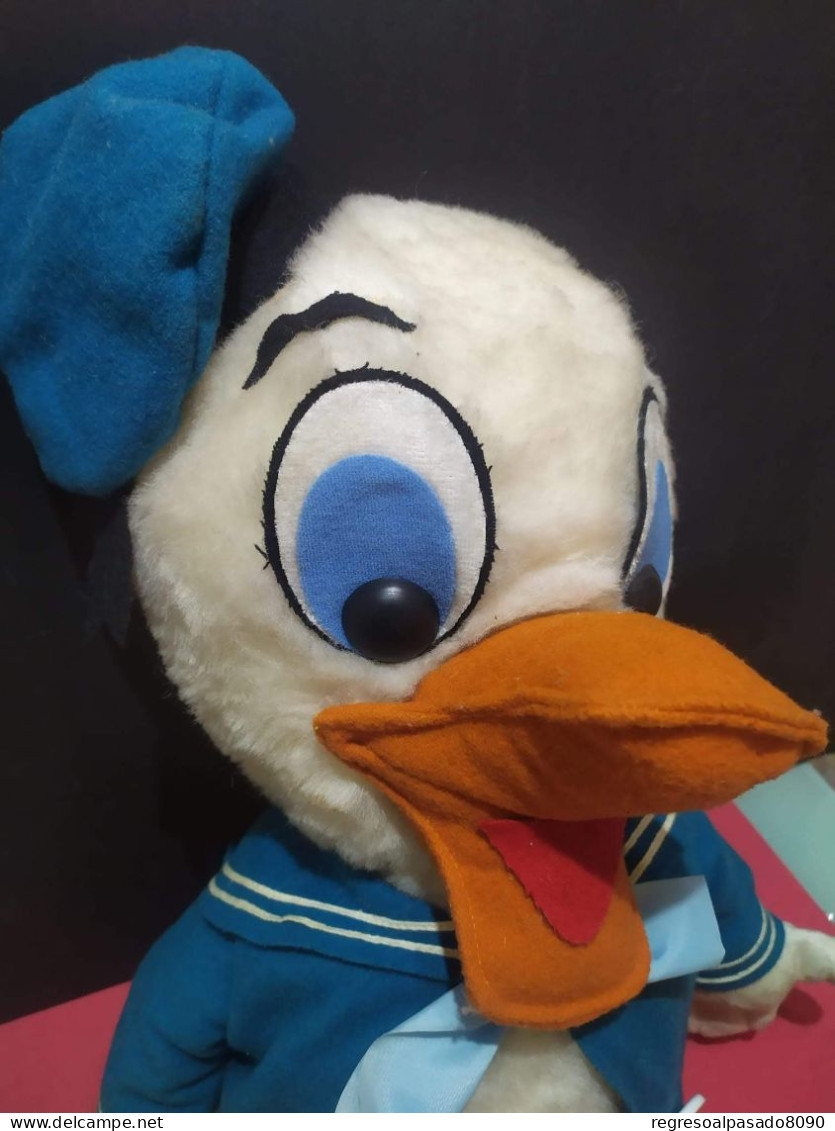 Antiguo Peluche Del Pato Donald Duck Paperino Disney Años 60 Gran Tamaño - Peluche