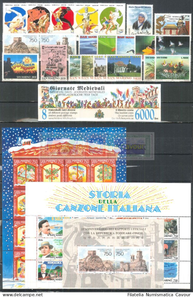 1996 - ** Annata Completa 22 Valori + 3 FogliettI + 1 Libretto - Volledig Jaar