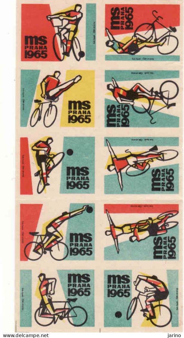 Czechoslovakia - Czechia 10 Matchbox Labels - Indoor Cycling World Championships Praha  1965 - Boites D'allumettes - Etiquettes