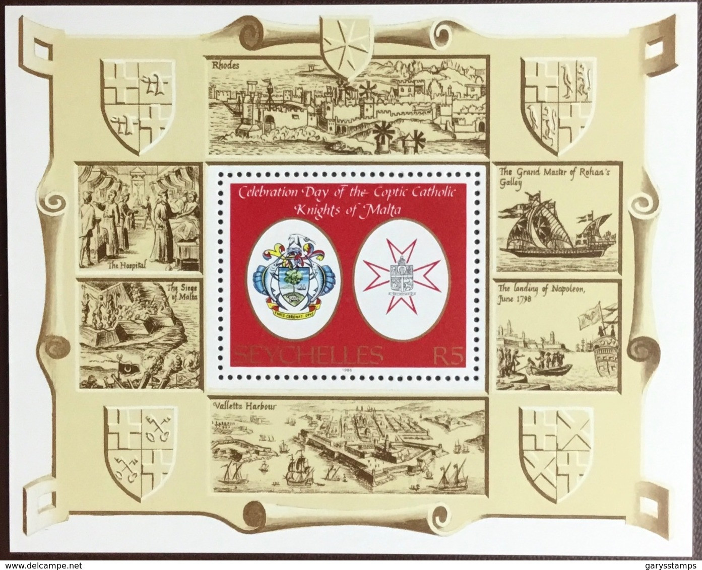 Seychelles 1986 Knights Of Malta Minisheet MNH - Seychelles (1976-...)