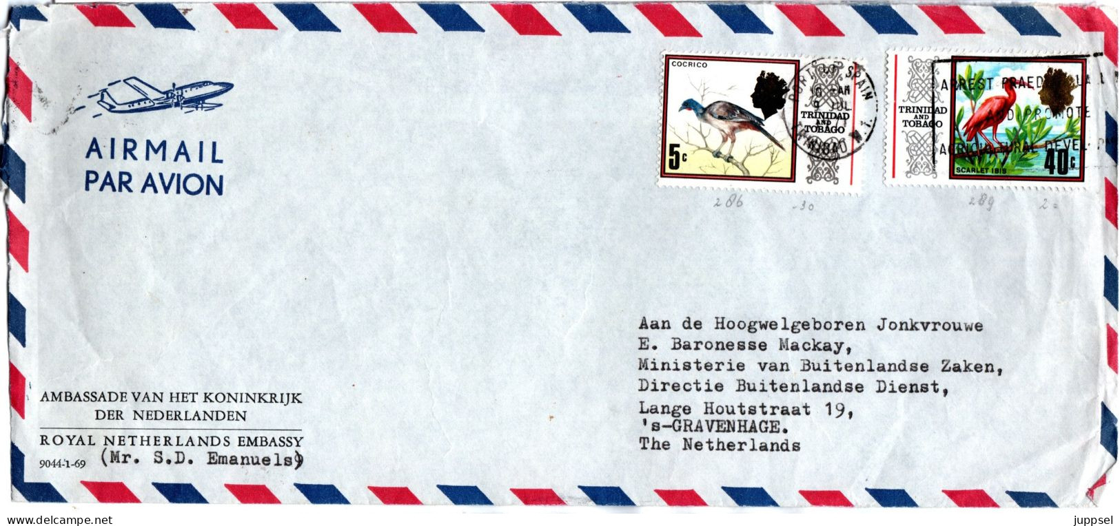 TRINIDAD & TOBAGO, Letter, Ibis, Cocrico  /  TRINITÉ Et TOBAGO  Lettre , L`ibis - Pelícanos
