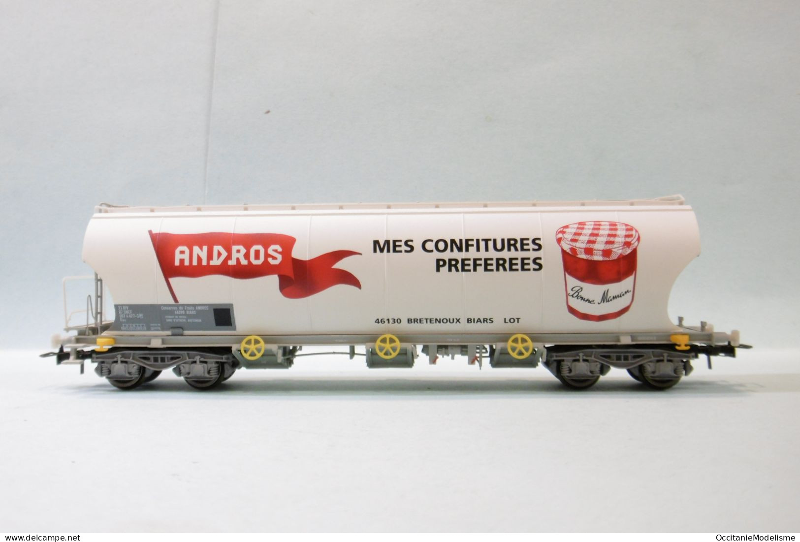 Jouef - Wagon CEREALIER TREMIE A CEREALES Confitures Andros SNCF ép. IV Réf. HJ6271 Neuf NBO HO 1/87 - Güterwaggons