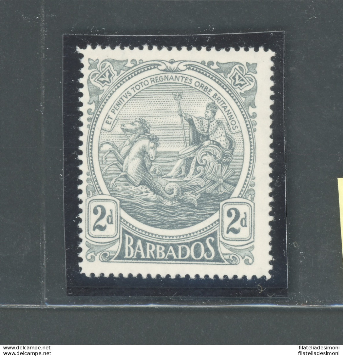 1916-19 BARBADOS, Stanley Gibbons N. 184, 2d. Grey - MNH** - Altri & Non Classificati