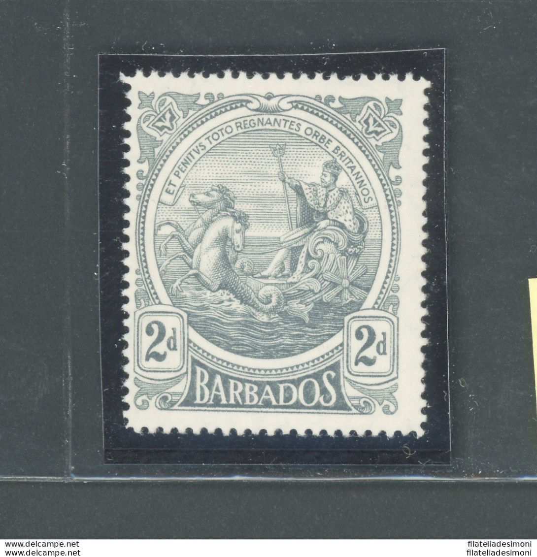 1916-19 BARBADOS, Stanley Gibbons N. 184, 2d. Grey - MNH** - Otros & Sin Clasificación