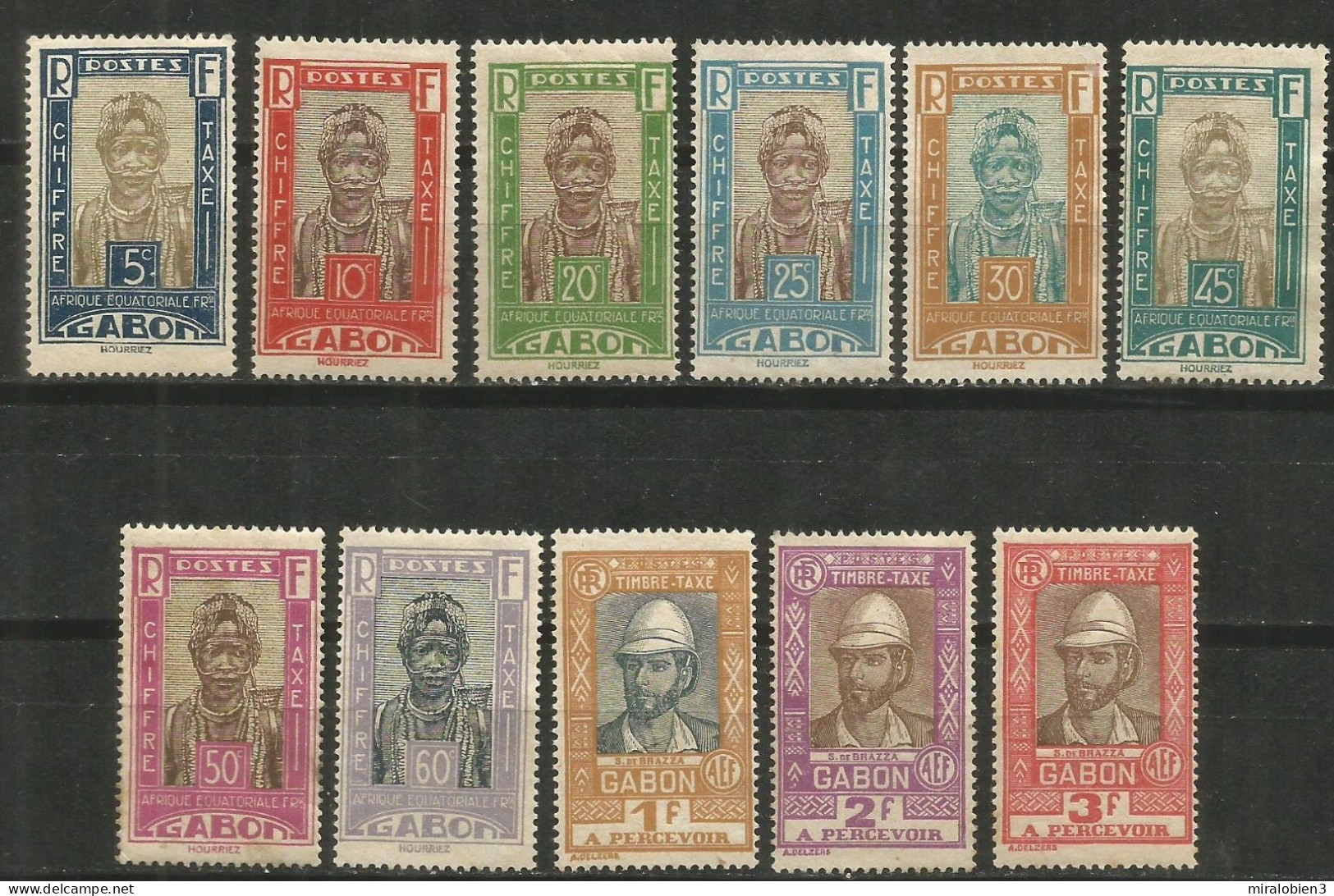 GABON TAXE IMPUESTOS YVERT NUM. 12/22  */SIN GOMA SERIE COMPLETA - Postage Due