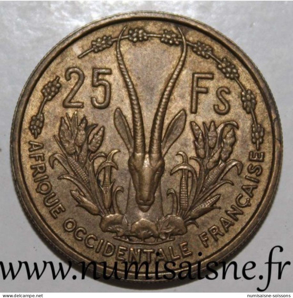 AFRIQUE OCCIDENTALE FRANCAISE - KM 7 - 25 FRANC 1956 - GAZELLE - TTB/SUP - Afrique Occidentale Française