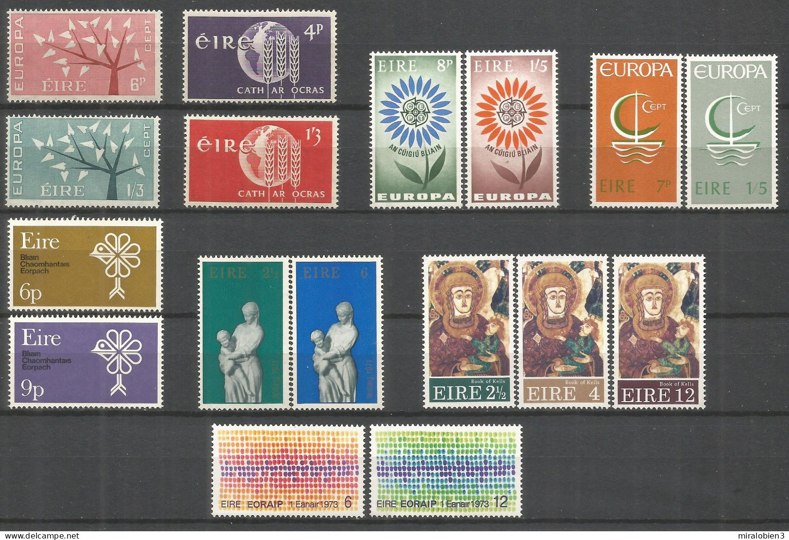 IRLANDA YVERT NUM. 155/156 157/158 167/168  187/188 239/240 274/275 285/287 Y 289/290 ** SERIES COMPLETAS SIN FIJASELLOS - Unused Stamps