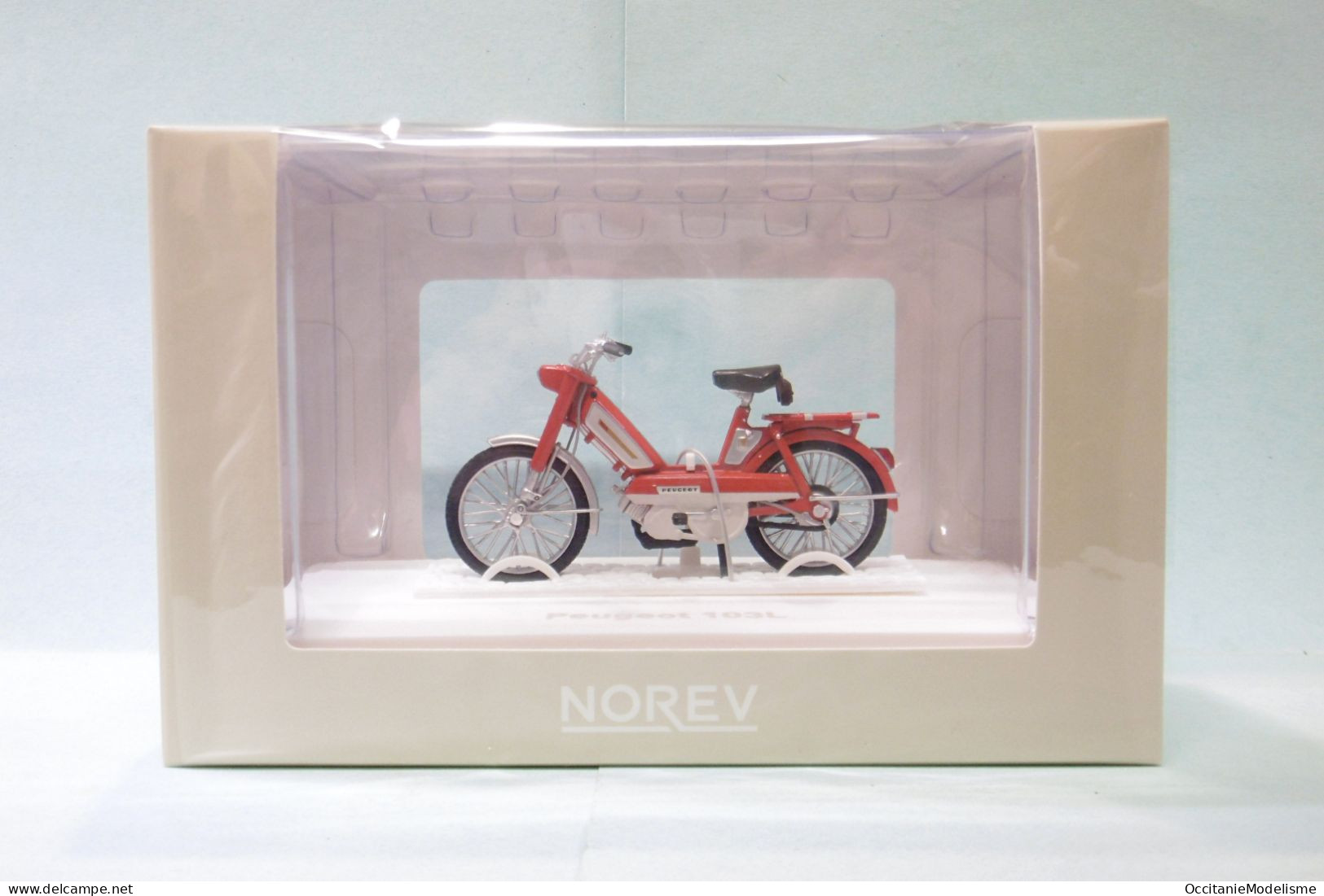 Norev - MOBYLETTE PEUGEOT 103 L 1972 Orange Rouge Réf. 182047 Neuf 1/18 - Norev