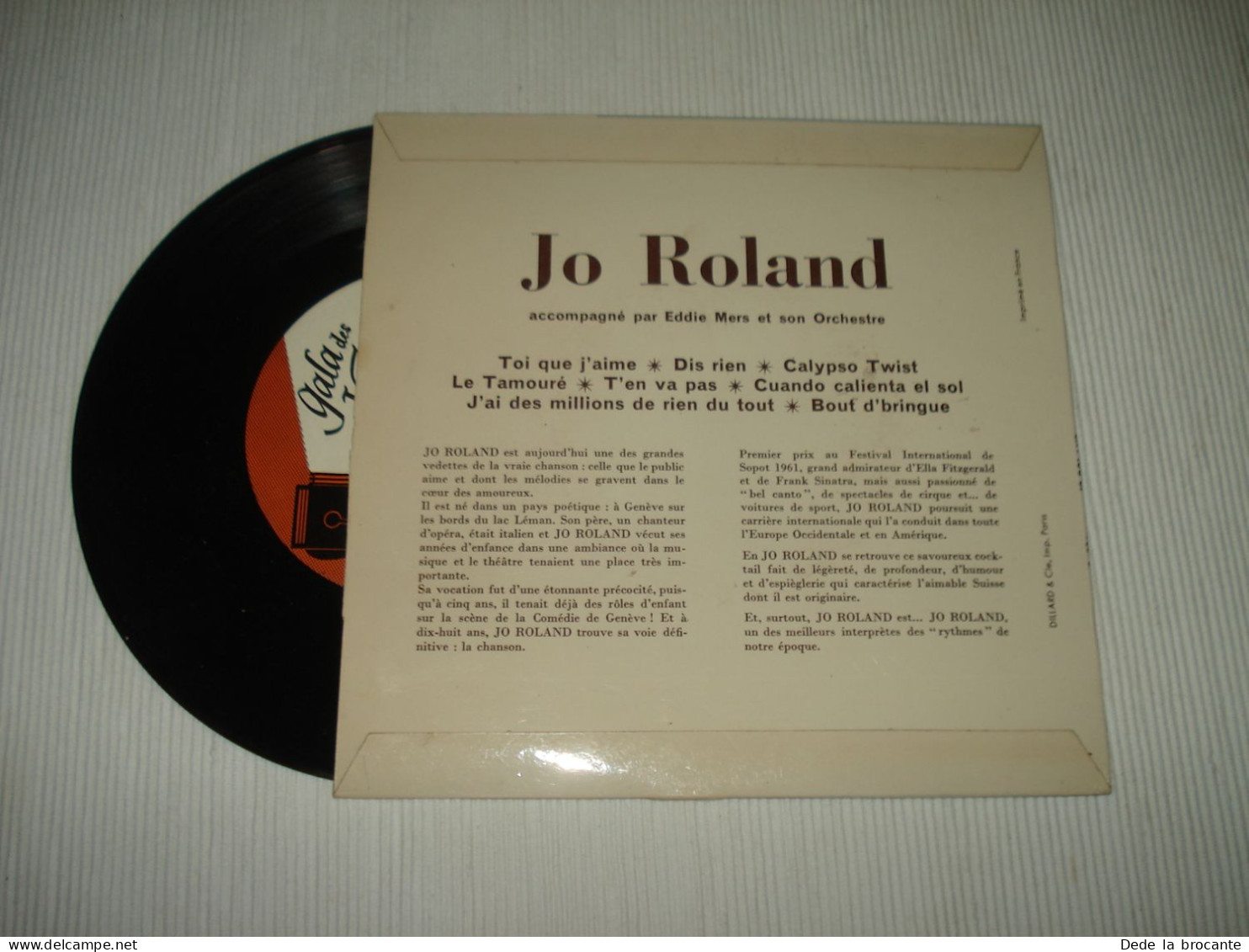 B13 / Jo Roland  - 7"- 33 T – Gala Des Variétés - G-334 - FR 1963  NM/NM - Formats Spéciaux