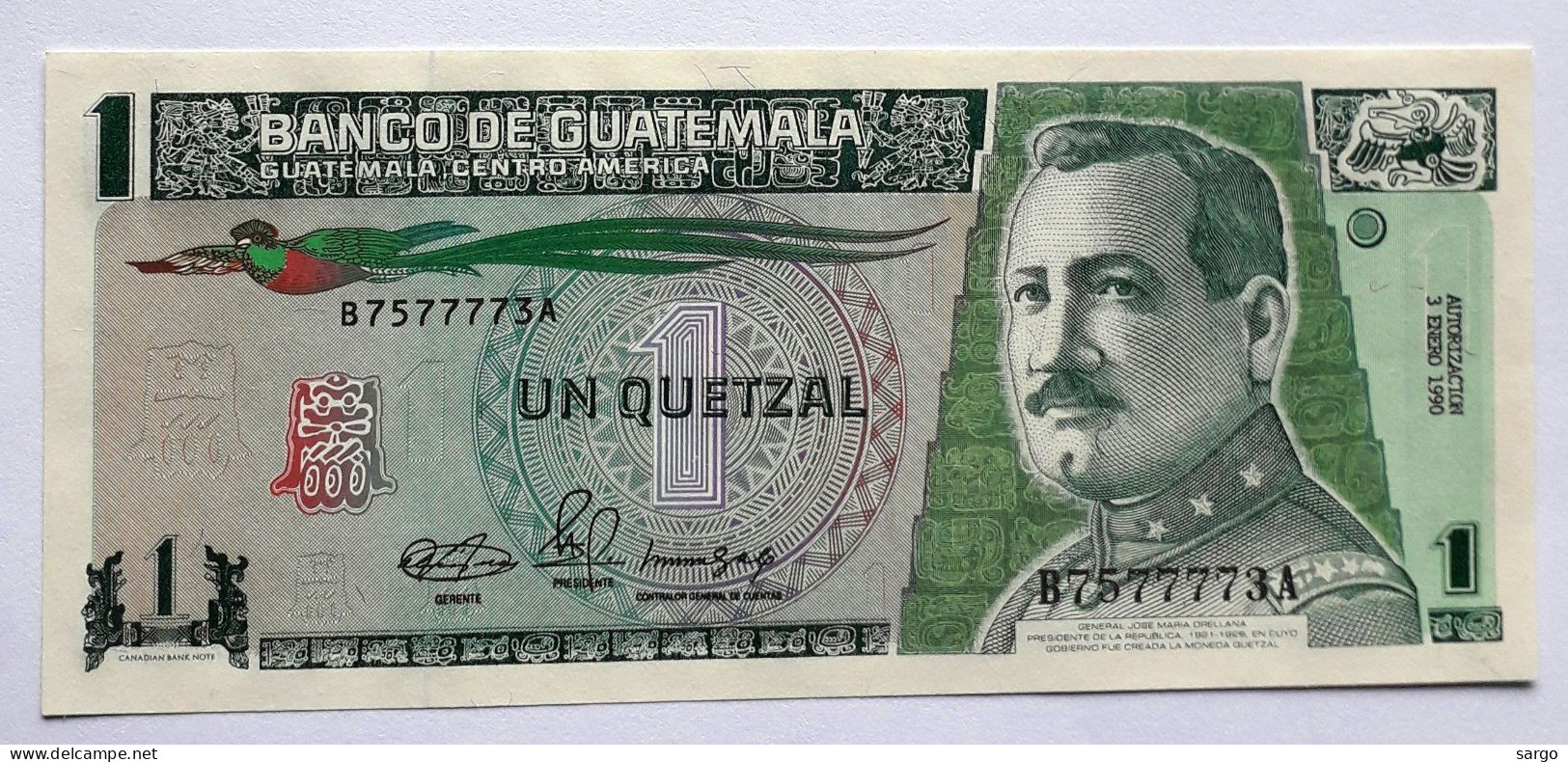 GUATEMALA - 1 QUETZAL - P 73 (1990) - UNC - BANKNOTES - PAPER MONEY - CARTAMONETA - - Guatemala