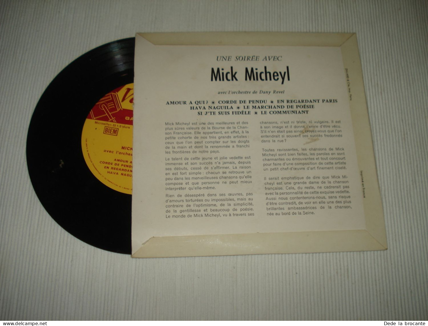 B13 / Mick Micheyl – Une Soirée Avec... - 7"- 33 T - G-310 - FR 1961  EX/EX - Formatos Especiales