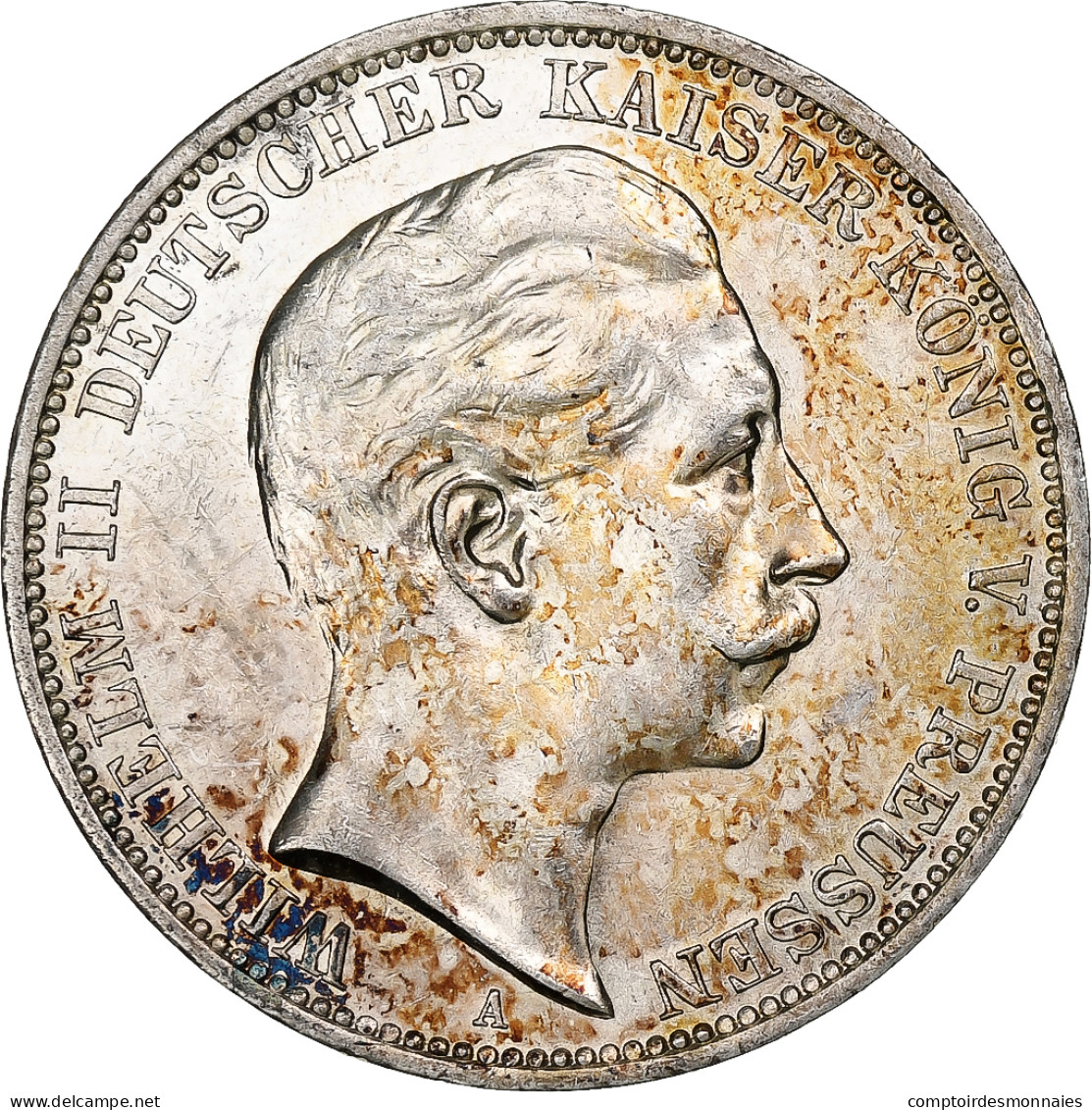 Etats Allemands, PRUSSIA, Wilhelm II, 3 Mark, 1910, Berlin, Argent, TTB+, KM:527 - Autres & Non Classés