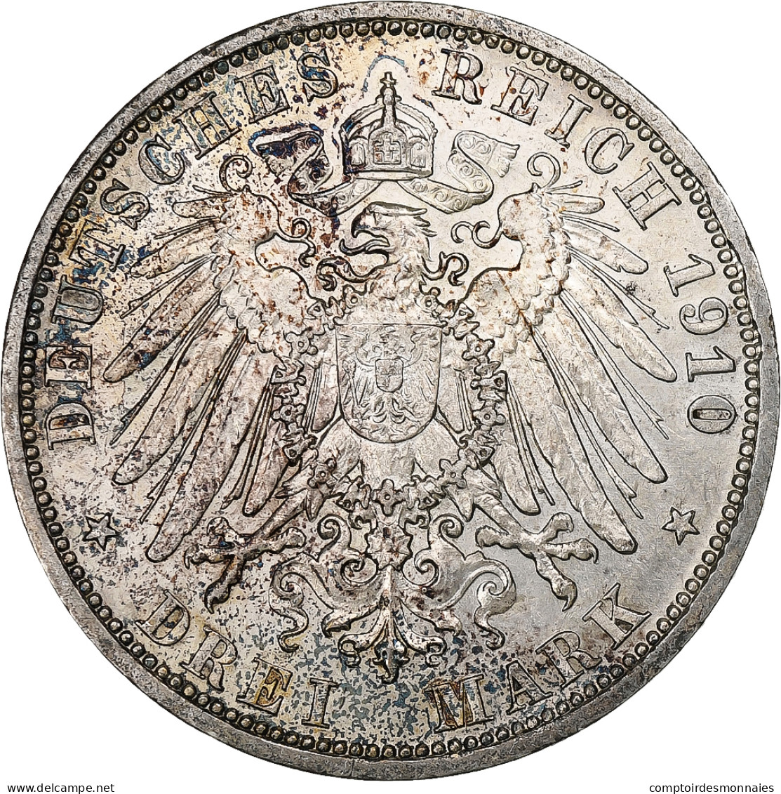 Etats Allemands, PRUSSIA, Wilhelm II, 3 Mark, 1910, Berlin, Argent, TTB+, KM:527 - Autres & Non Classés